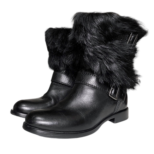 Prada Pony Fur Buckle Strap Ankle Boots 35.5