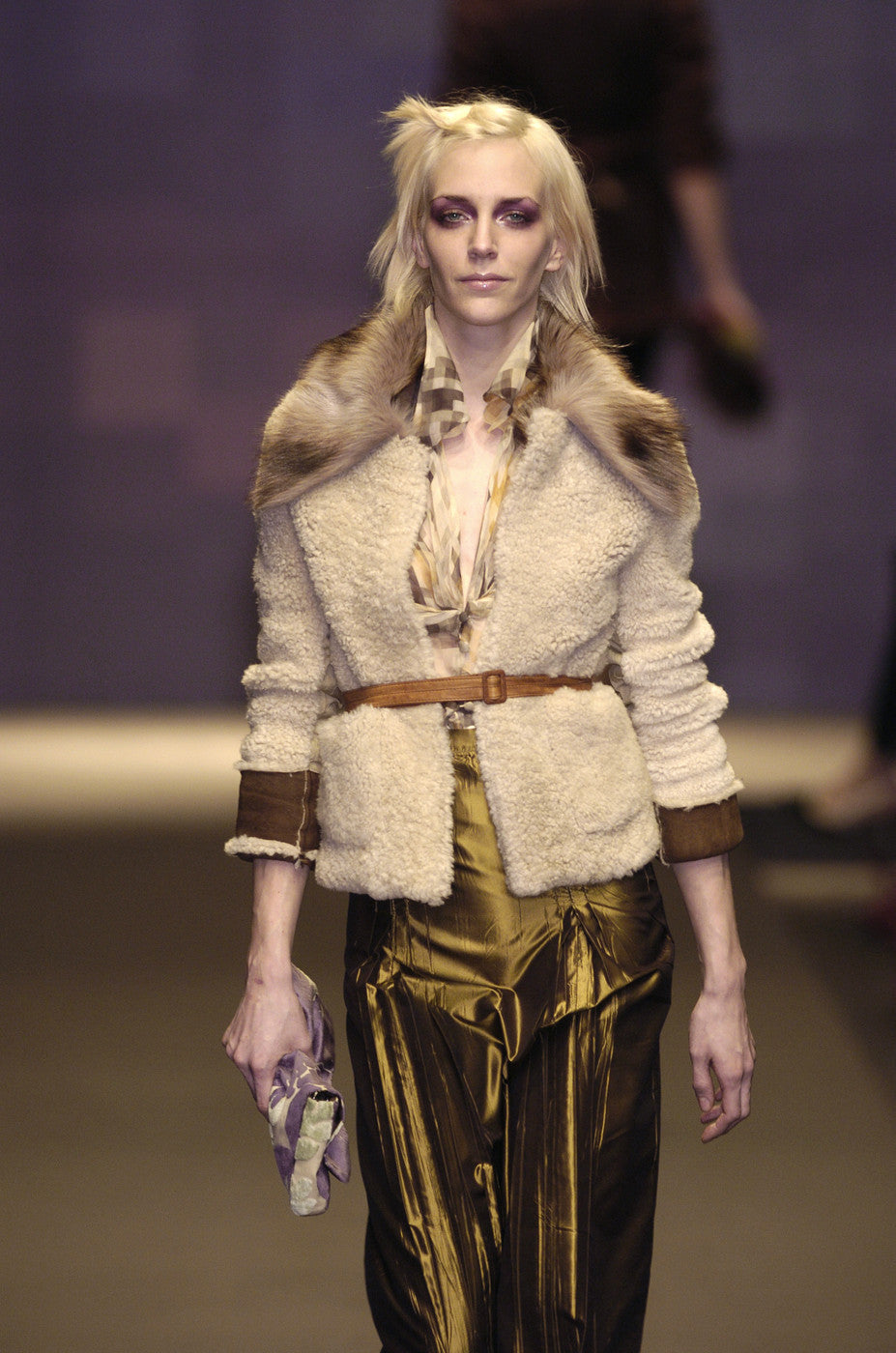 Miu Miu Fall 2004 Lamb/Pony Shearling Fur Leather Jacket M