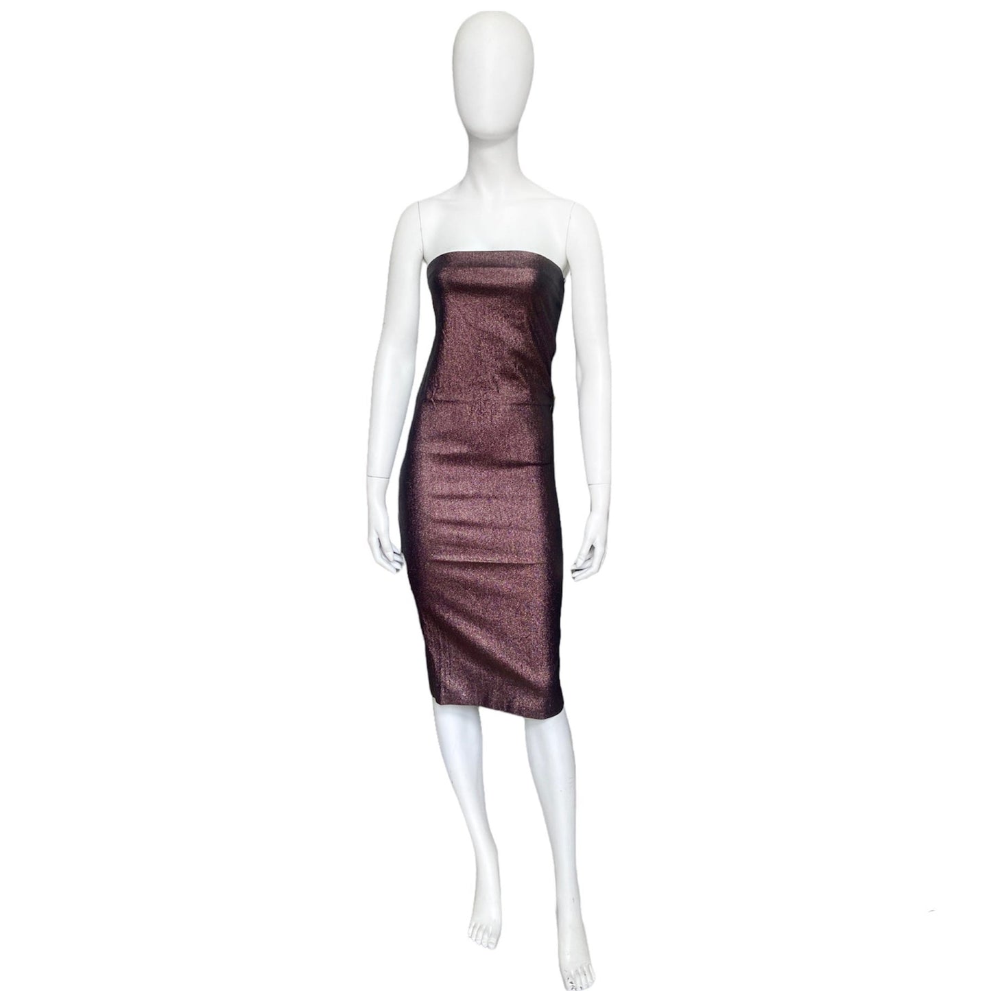 Gucci Spring 1997 Tom Ford Metallic Brown Lurex Tube Dress 38