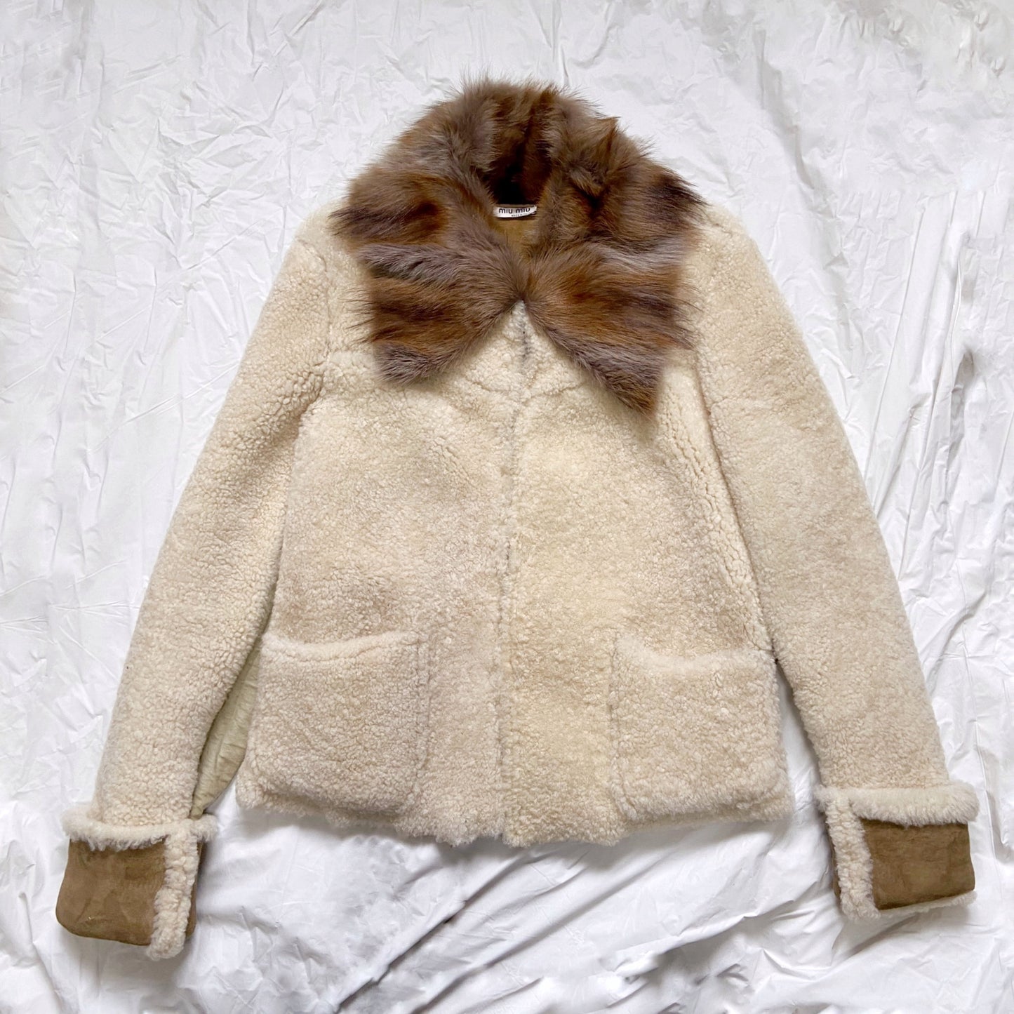 Miu Miu Fall 2004 Lamb/Pony Shearling Fur Leather Jacket M