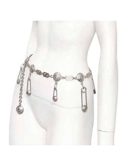 Gianni Versace Spring 1994 Silver Safety Pin Chain Belt