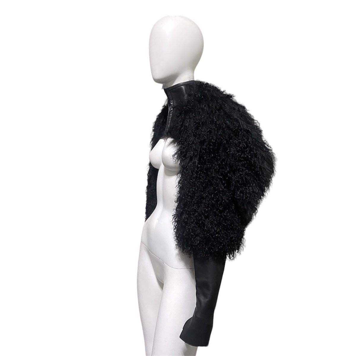 Gareth pugh fw12 mongolian wool hair lambskin crop top jacket