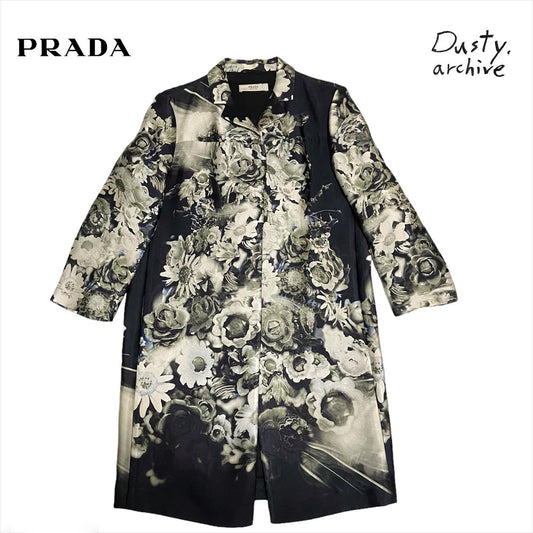 Prada silk floral print coat