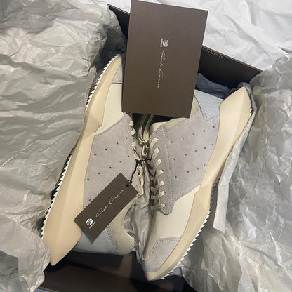 Rick owens x adidas white chalk tech runner sneakers 44.5