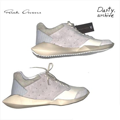 Rick owens x adidas white chalk tech runner sneakers 44.5