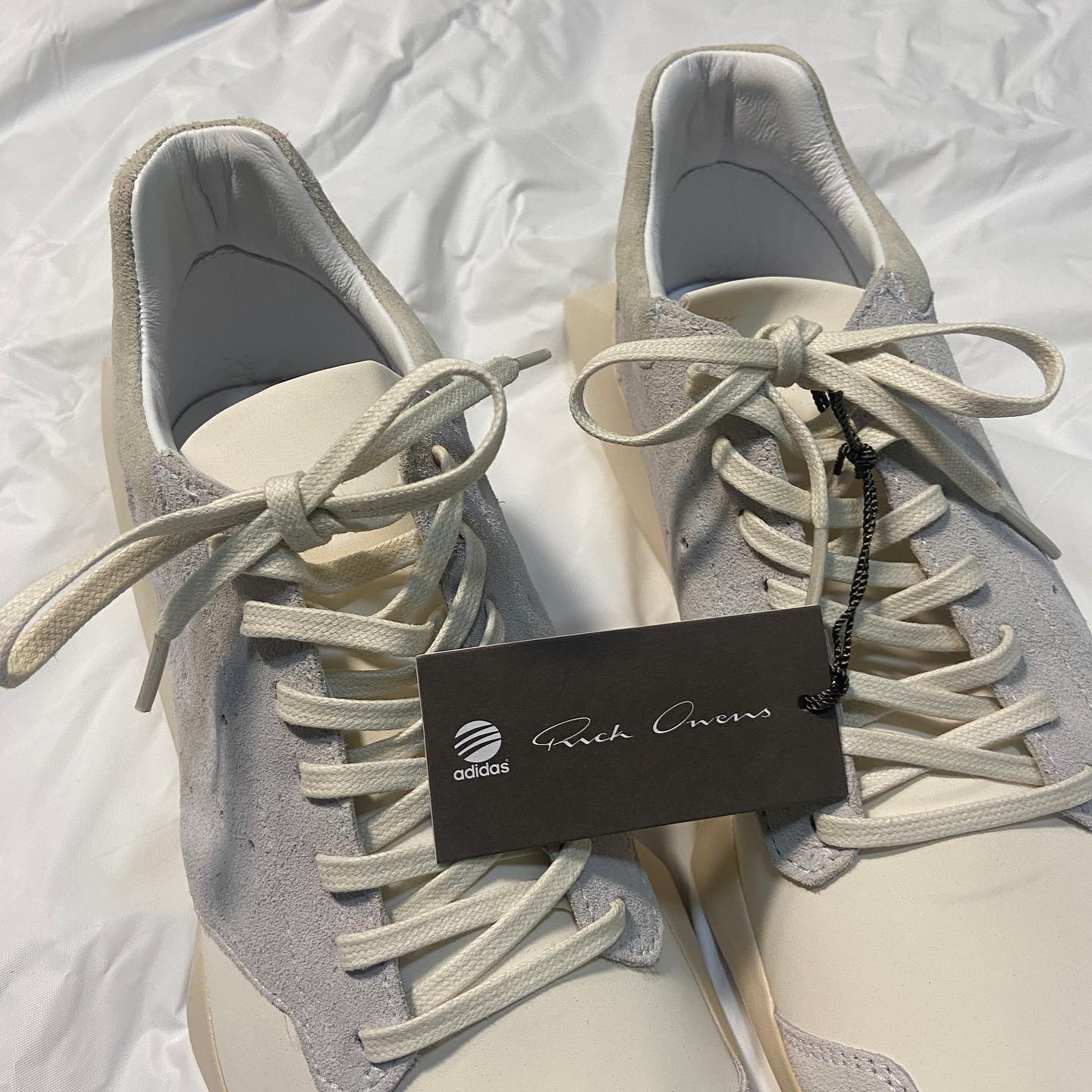 Rick owens x adidas white chalk tech runner sneakers 44.5