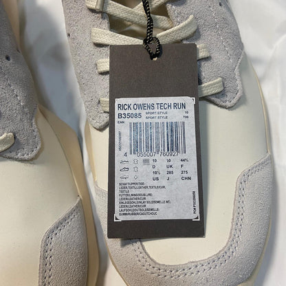 Rick owens x adidas white chalk tech runner sneakers 44.5