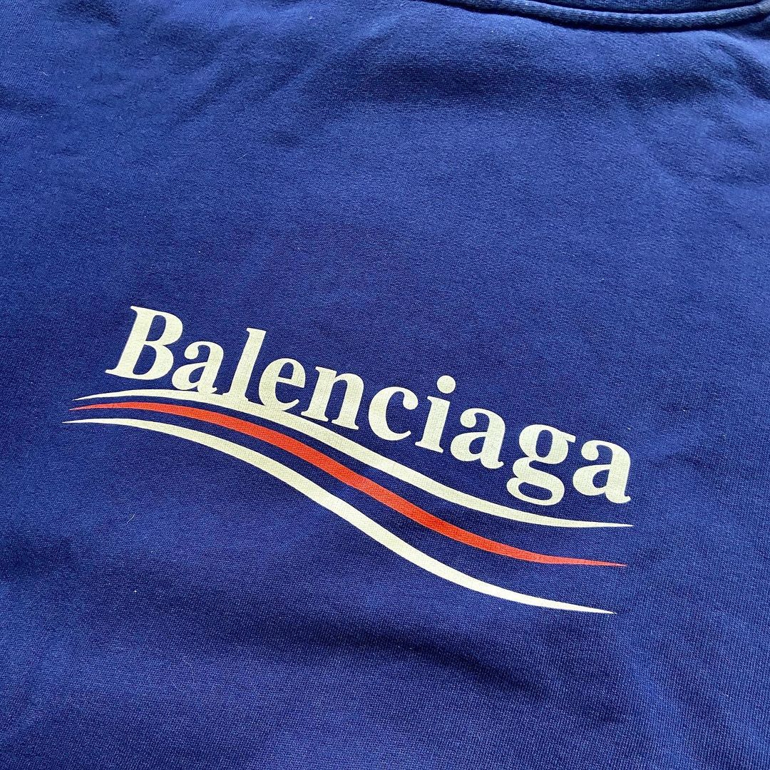 Balenciaga blue bernie campaign logo oversized hoodie XL