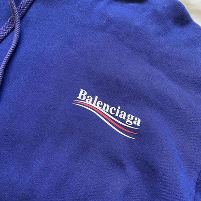 Balenciaga blue bernie campaign logo oversized hoodie XL