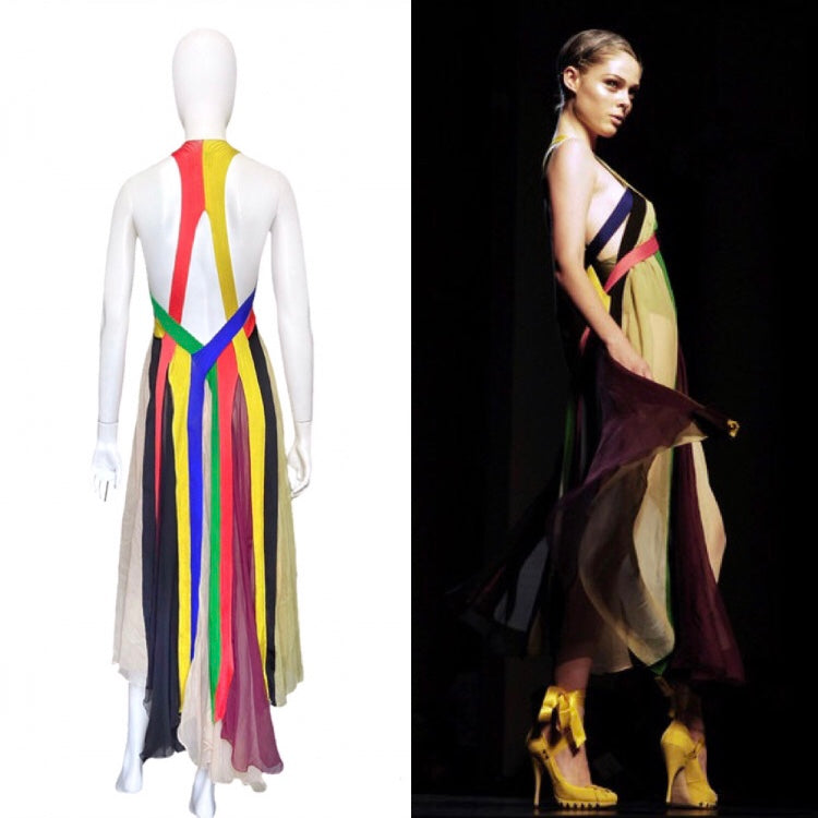 Jean Paul Gaultier Spring 2009 Sex And The City 2 Rainbow Plunging Neckline Cutout Open Back Maxi Dress