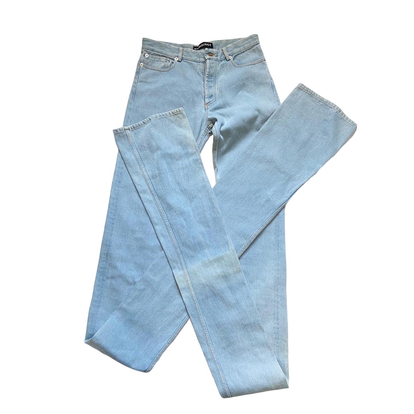 Y/project extra long stacked jeans