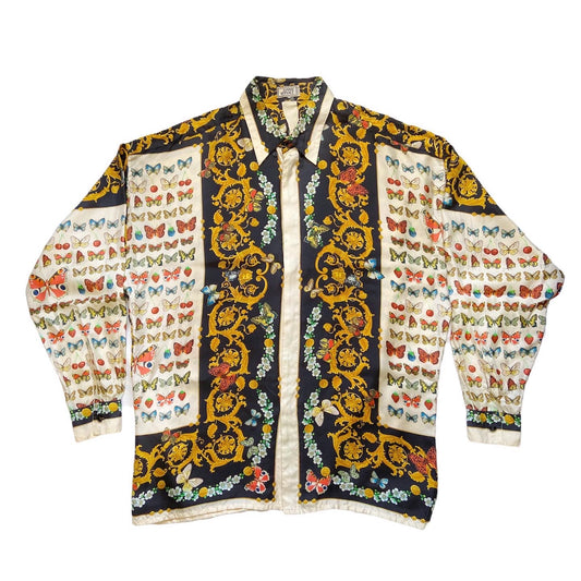 Gianni versace ss1995 butterfly print silk shirt
