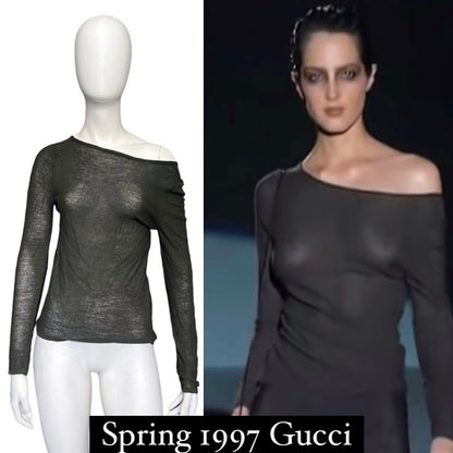 Gucci spring 1997 tom ford sheer mesh knit top  S