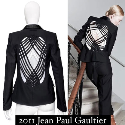 Jean Paul Gaultier 2011 cut open back Le Smoking blazer with shirt set