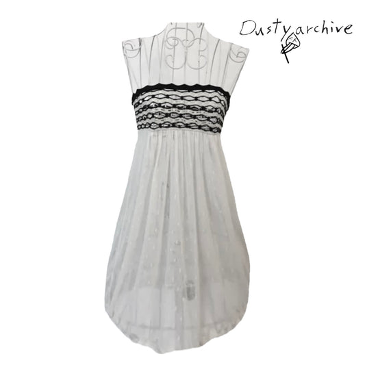 Jean Paul Gaultier white see-through mesh knit top/skirt XS