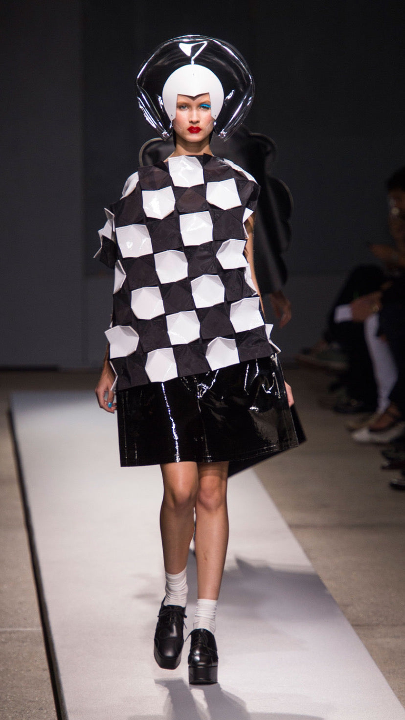 Junya Watanabe spring 2015 geometric flat faux leather shorts