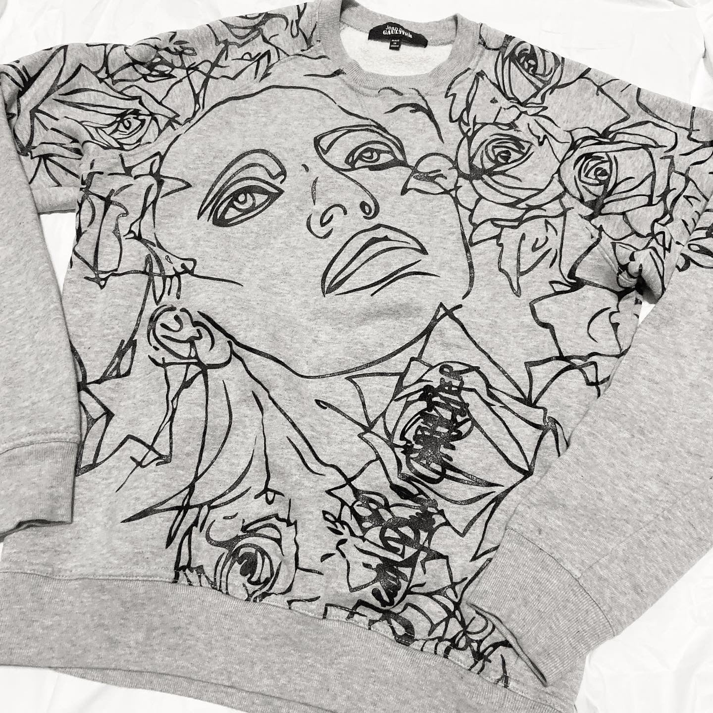 Jean Paul Gaultier face floral print sweater S