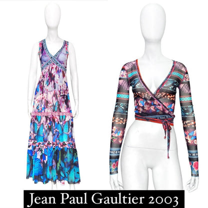 Jean Paul Gaultier 2003 soleli y2k blue butterfly wrap top cardigan jacket