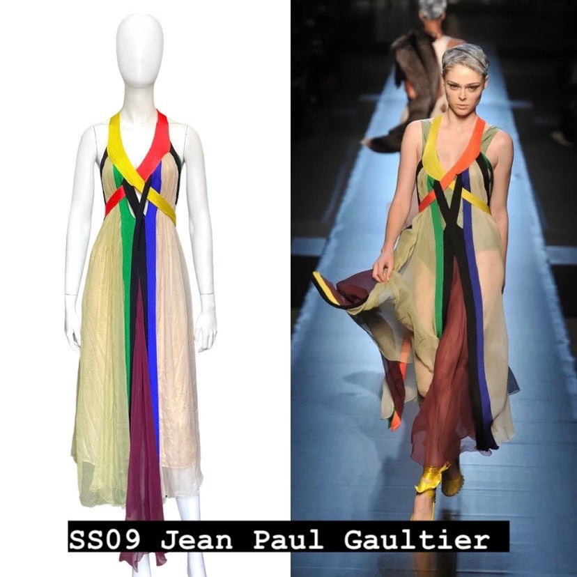 Jean Paul Gaultier Spring 2009 Sex And The City 2 Rainbow Plunging Neckline Cutout Open Back Maxi Dress