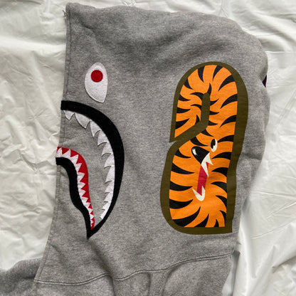 Bape gray/purple shark full zip hoodie XL