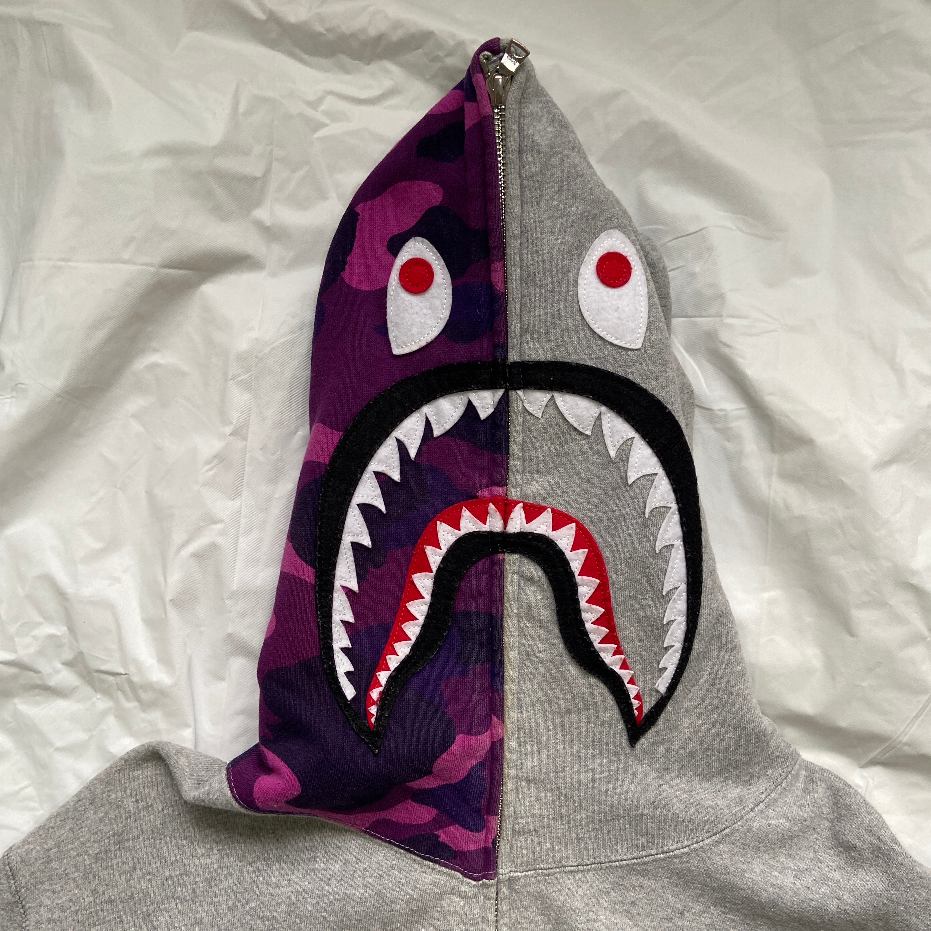 Grey and purple shop bape hoodie