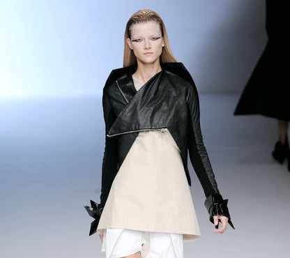 Rick Owens fall 2009 Crust funnel neck crop leather jacket 40