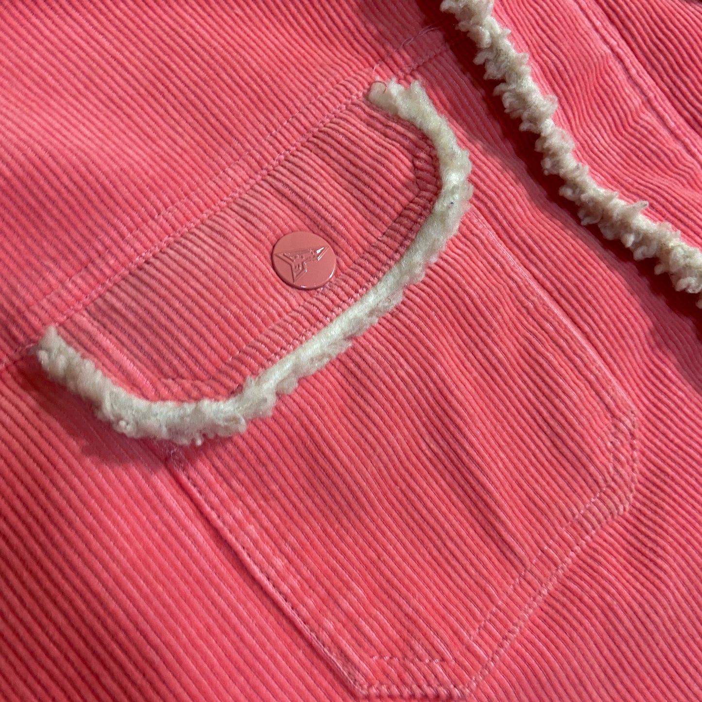 20471120 hyoma pink corduroy fur lining jacket with hood M