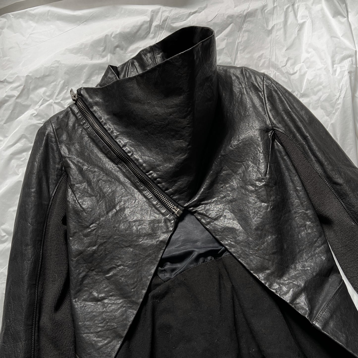 Rick Owens fall 2009 Crust funnel neck crop leather jacket 40