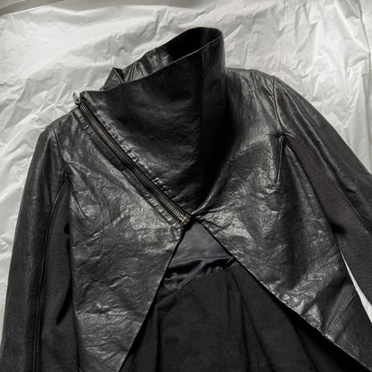 Rick Owens fall 2009 Crust funnel neck crop leather jacket 40