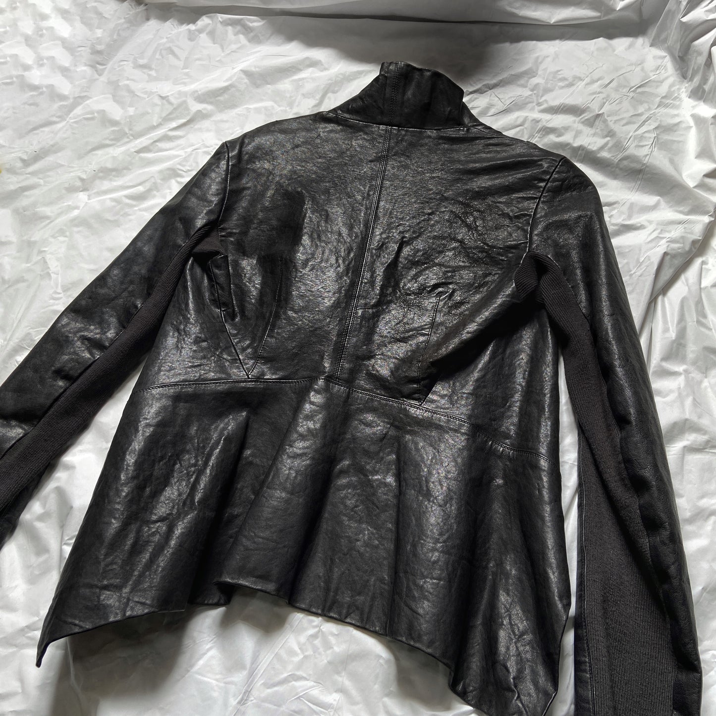 Rick Owens fall 2009 Crust funnel neck crop leather jacket 40