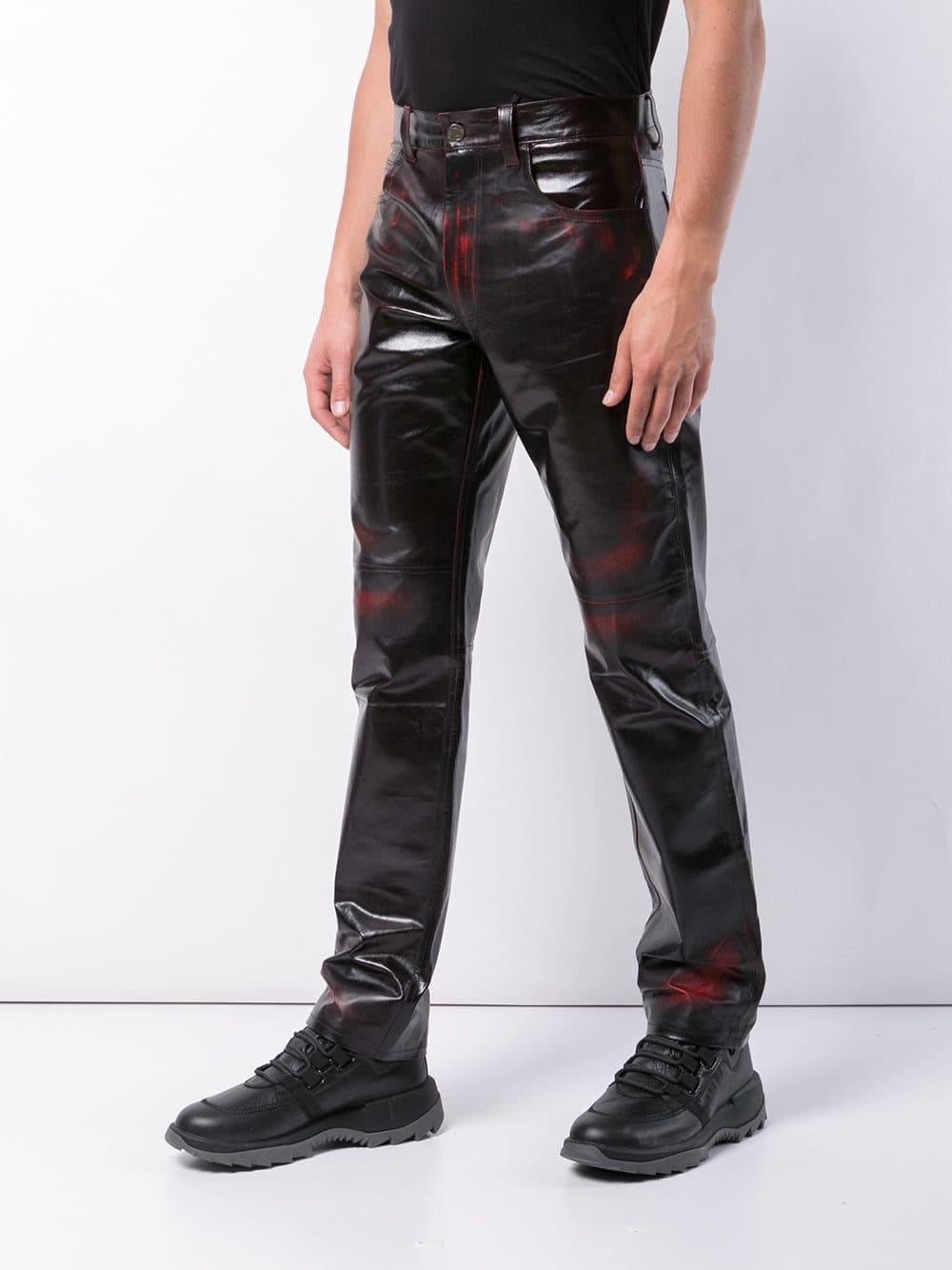 Martine Rose blood red leather pants jeans