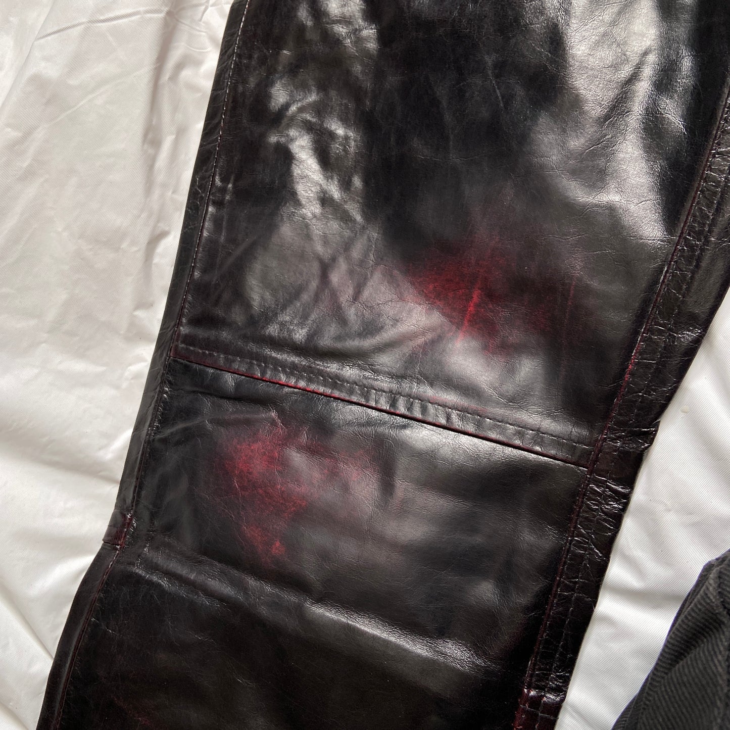 Martine Rose blood red leather pants jeans