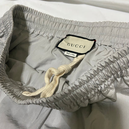 ﻿GUCCI silver & Web-Stripe Trackpants logo L