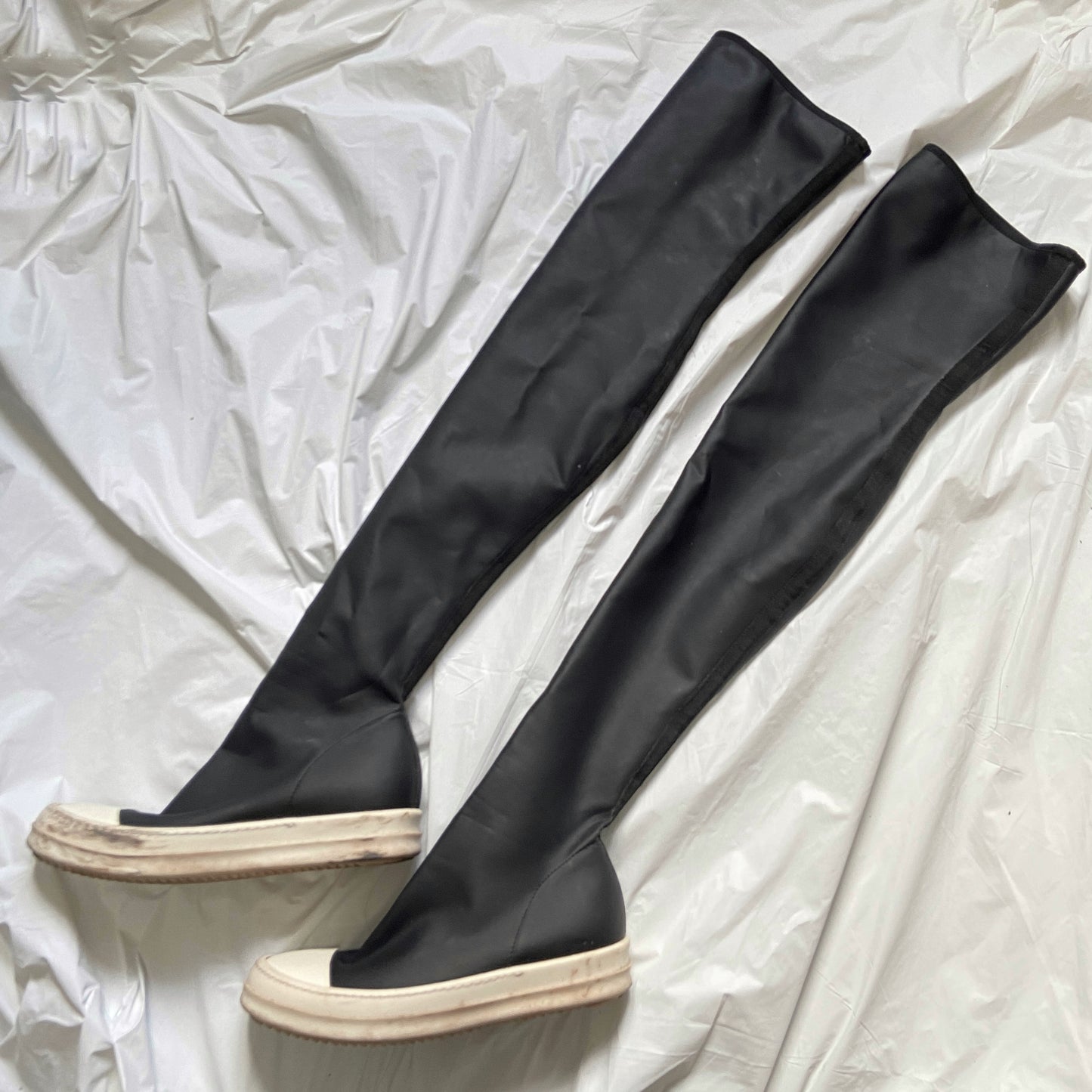 Rick owens drkshdw thigh knee high rubber stocking  sock ramones 37