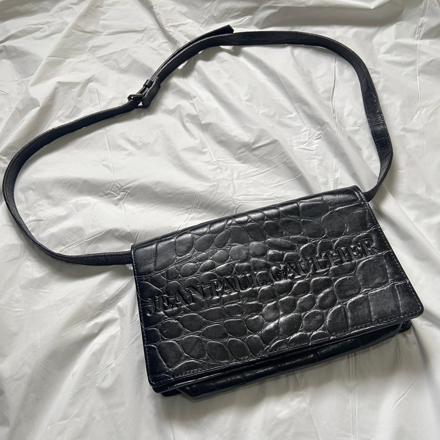 Jean Paul Gaultier crocodile calf leather handbag bag