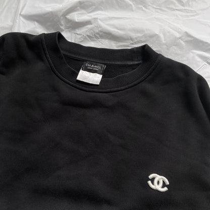 Chanel black uniform logo sweater L