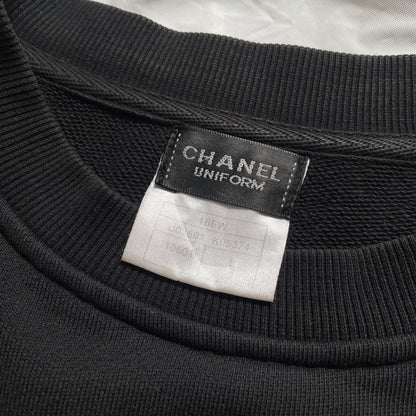 Chanel black uniform logo sweater L