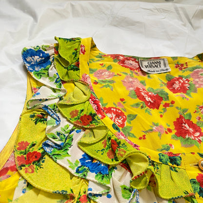 Gianni Versace ss1993 floral print ruffles chiffon top and skirt set