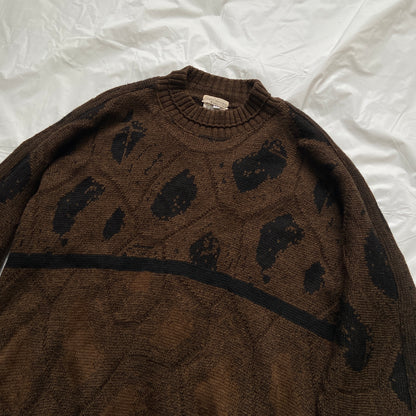 Gianni Versace 1982fw grungy brown knit sweater 40