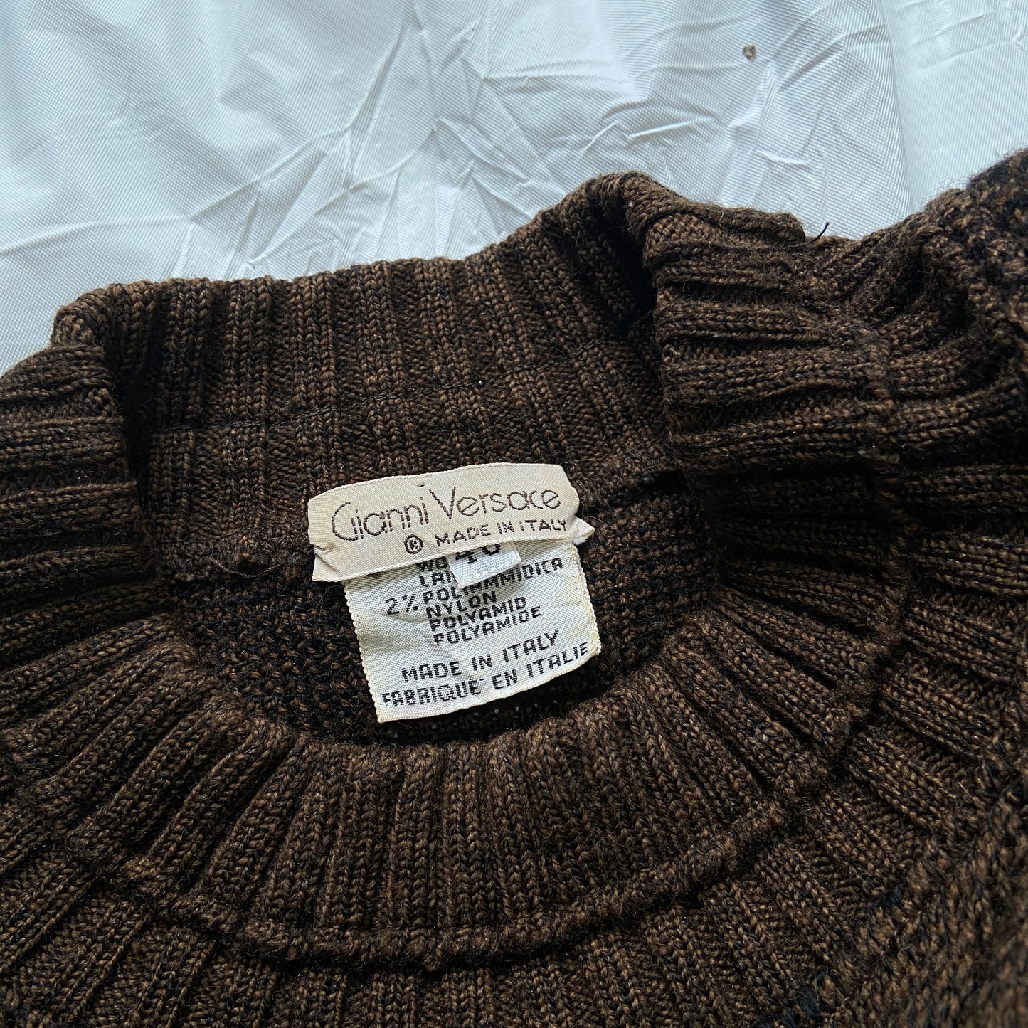 Gianni Versace 1982fw grungy brown knit sweater 40