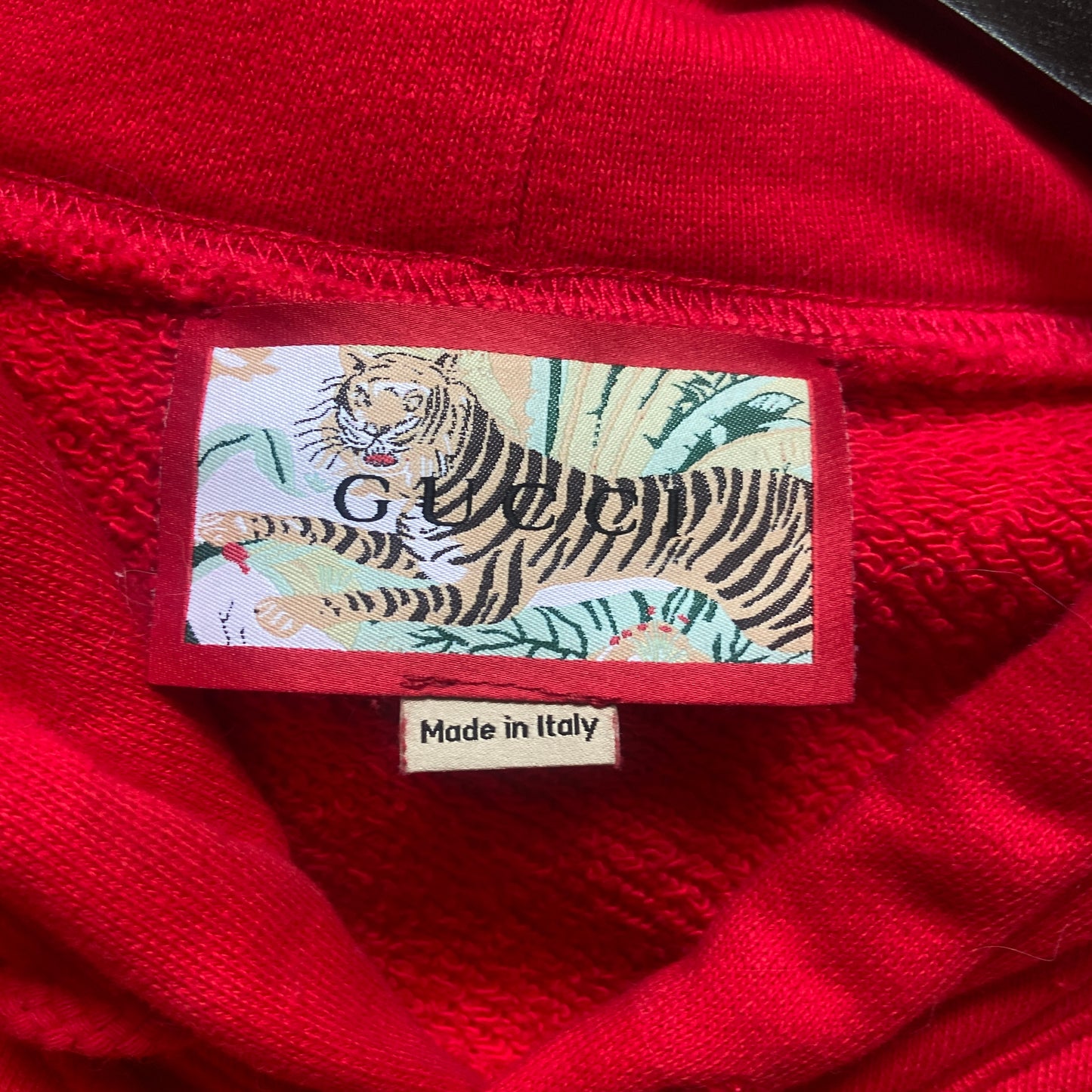 Gucci tiger red cut sleeve hoodie S