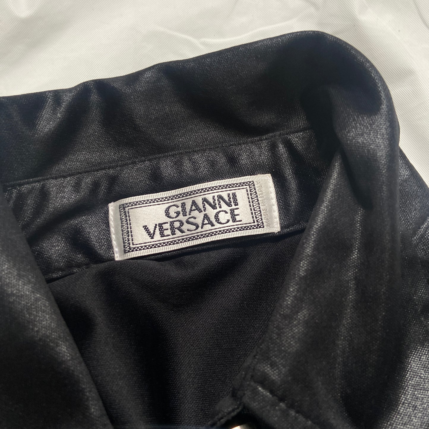 Gianni Versace 90s black waxed shirt