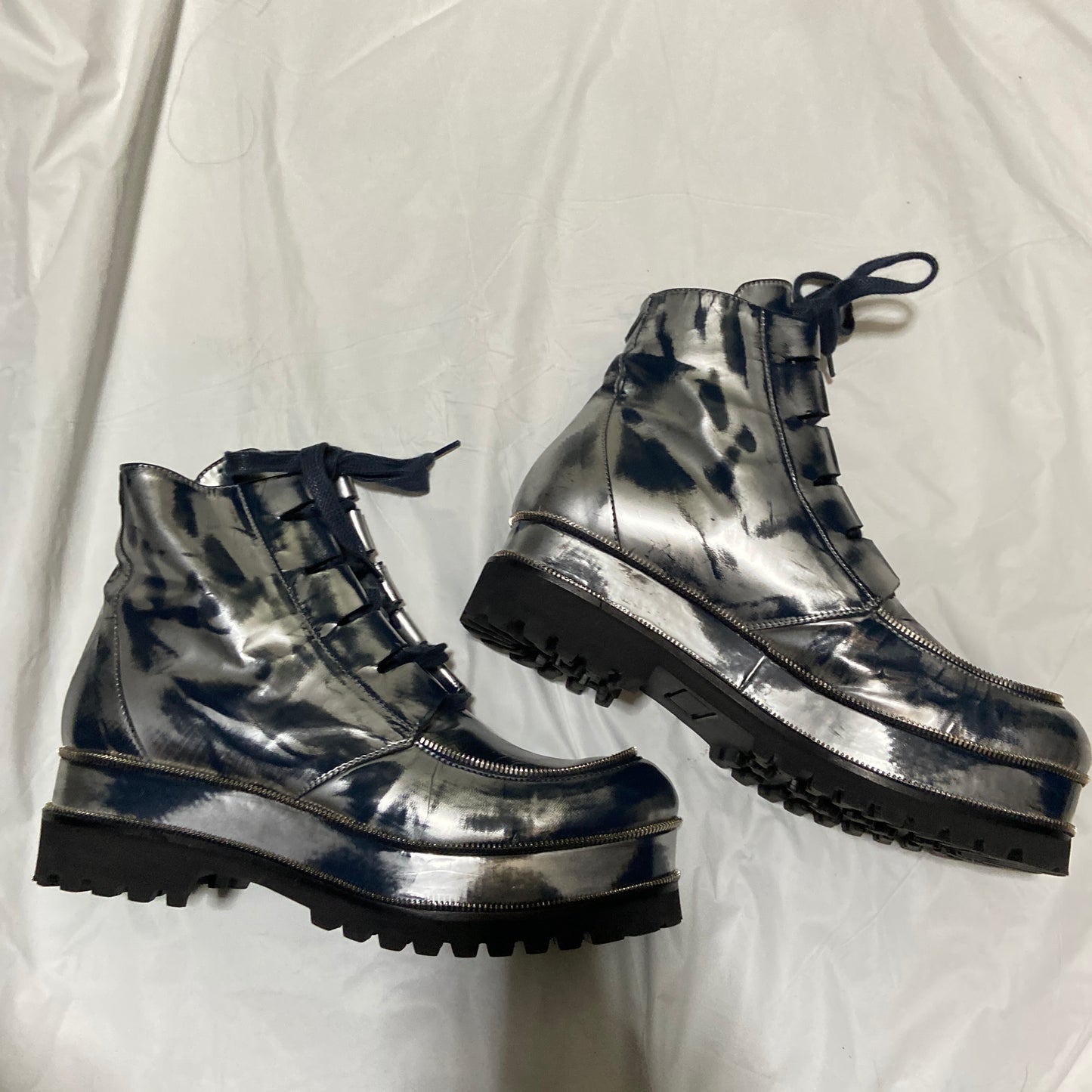 Jean Paul Gaultier Michael Jackson metalic silver platform boots 42