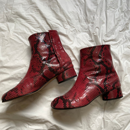 Maison Margiela python texture calfskin tabi heel boots