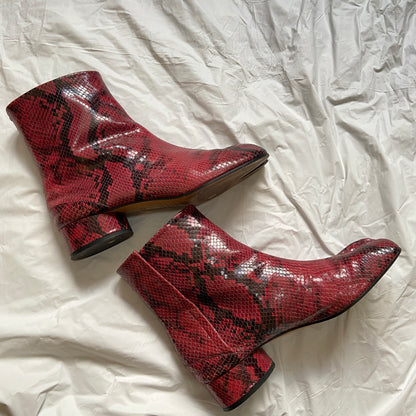 Maison Margiela python texture calfskin tabi heel boots