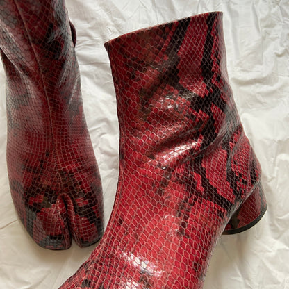 Maison Margiela python texture calfskin tabi heel boots