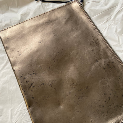 Rick owens metallic acid gold leather clutch