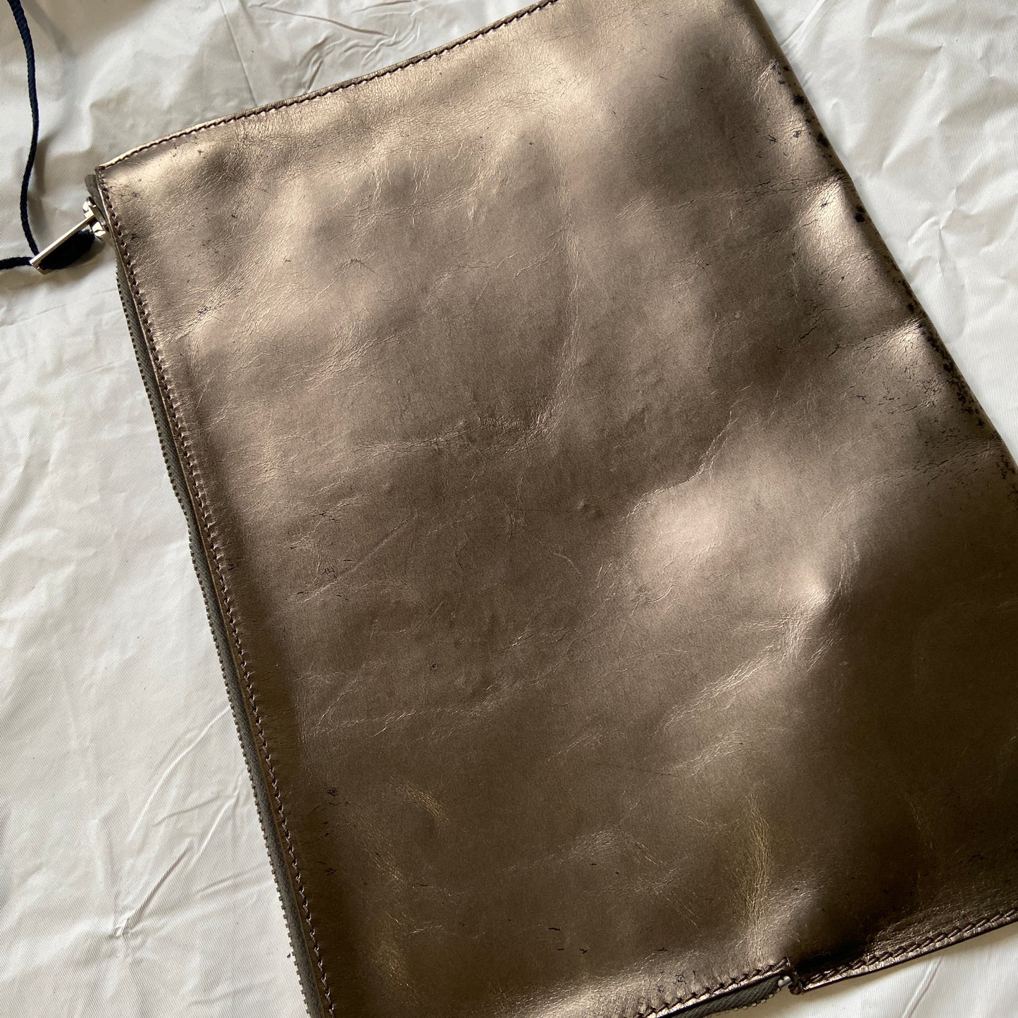 Rick owens metallic acid gold leather clutch