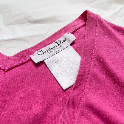 Christian Dior Fall 2003 Galliano “J’adore Dior” pink low neckline tee 42