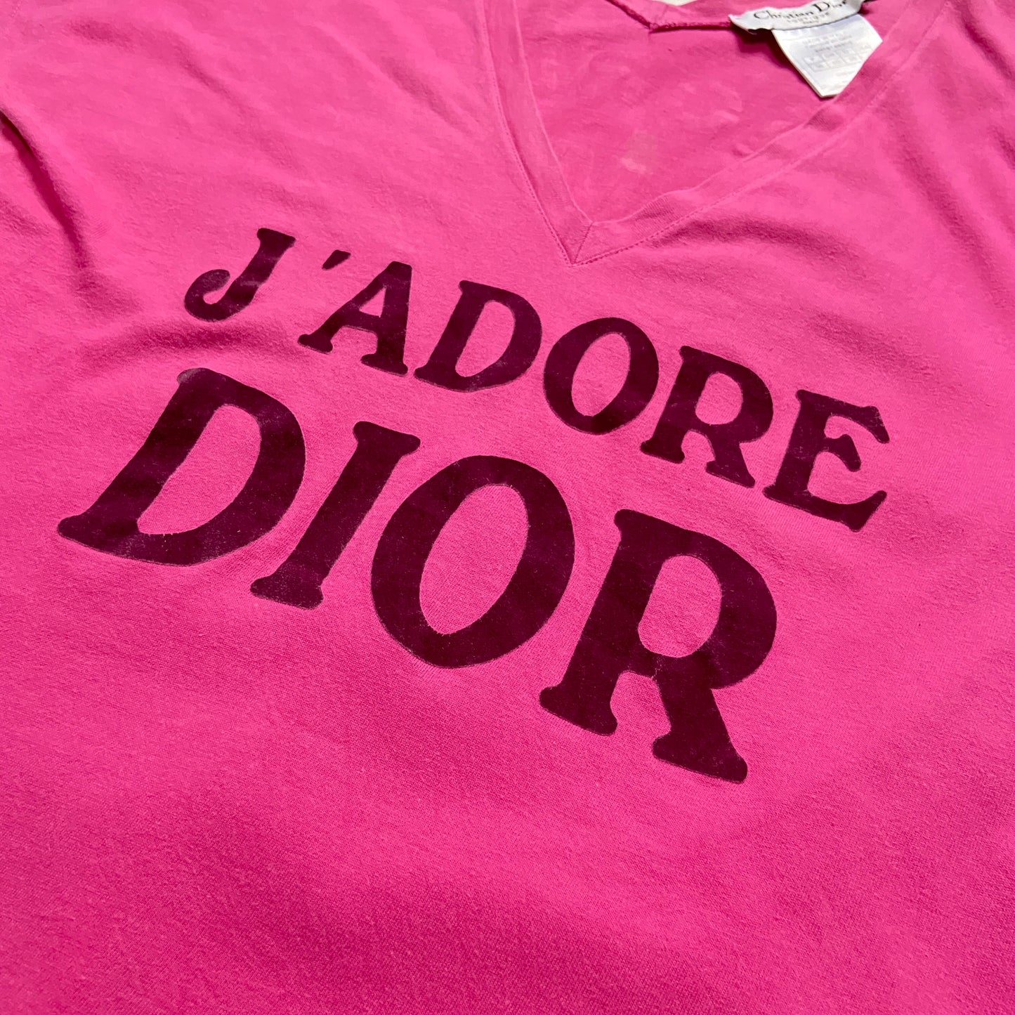 Christian Dior Fall 2003 Galliano “J’adore Dior” pink low neckline tee 42